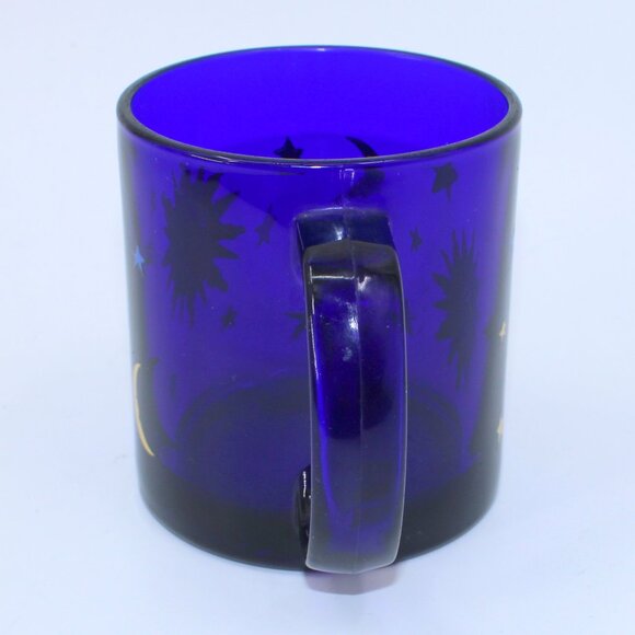 Vintage Libbey Celestial Mug | Blue, Cobalt, Sun and Moon - Picture 4 of 6